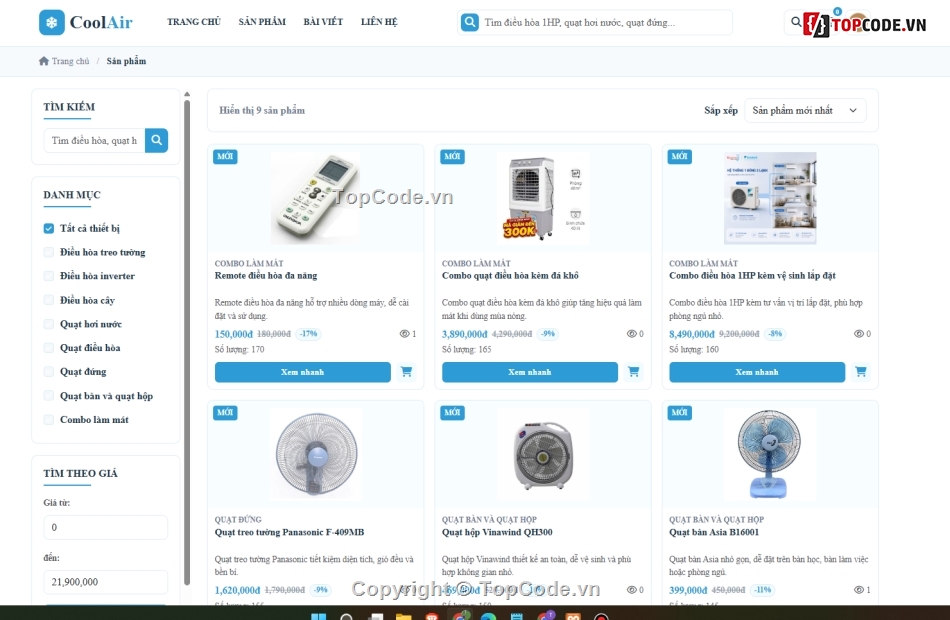 bán website,website bán điều hòa,điều hòa